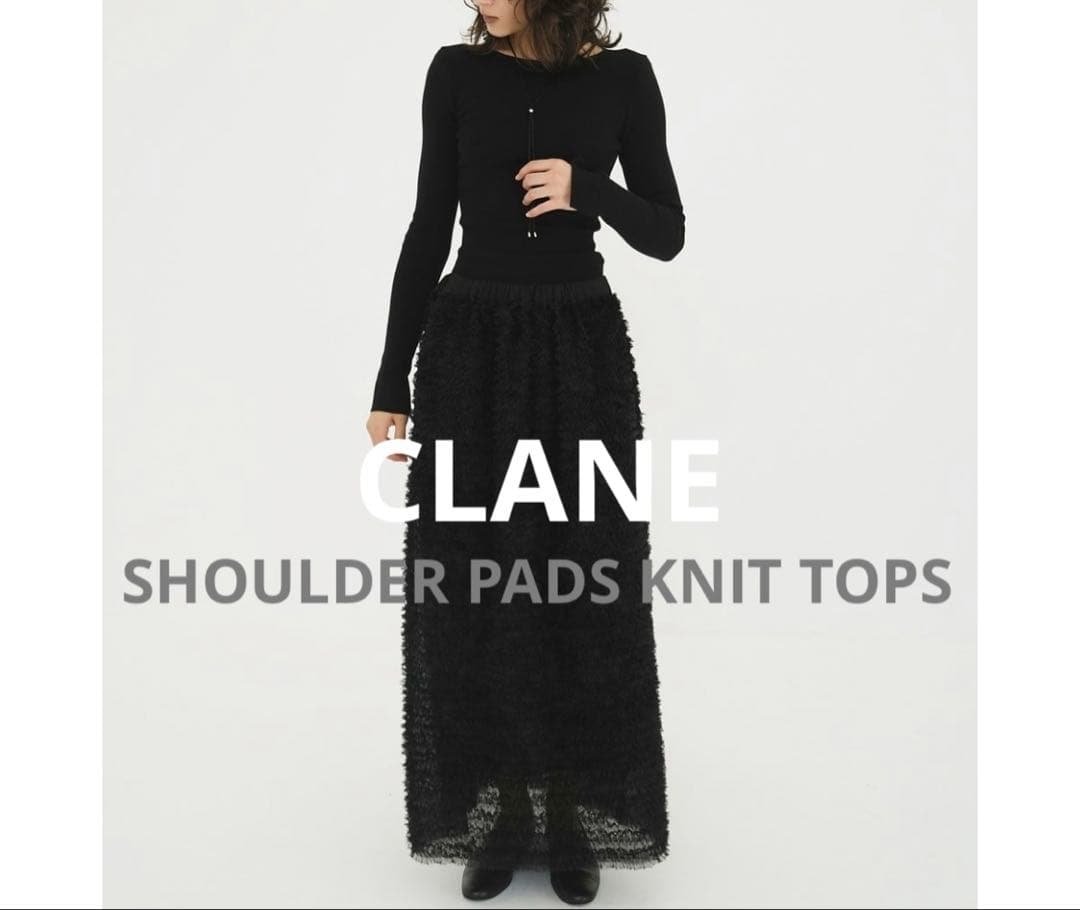 CLANE 25AW SHOULDER PADS KNIT TOPS ブラック SHOULDER PADS KNIT TOPS – TIME AFTER TIME